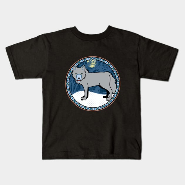 Cunning Gray Lone Wolf Kids T-Shirt by Mindscaping